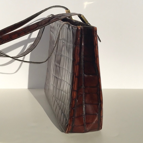 Antonio Scepi brown crocodile imprint leather tote - Picture 3 of 8